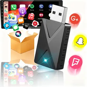 Wireless CarPlay Dongle for iPhone Android, Carplay Android Auto, Convert Wired CarPlay to Wireless Adapter, Plug and Play Mini Device with 2.4G/5.8G Dual Band WiFi, Support Siri Maps Music