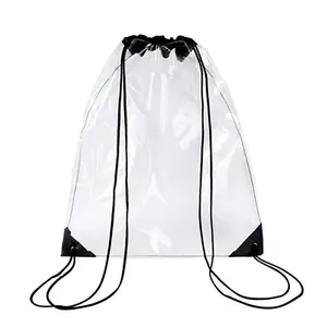 New Transparent Drawstring Backpack School Tote Gym Bag Sport Pack