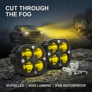 2PCS/4PCS 3-Inch 40W Amber Yellow LED Pod Lights, IP68 Waterproof Offroad Fog Lights, Aluminum Work Light for Truck Jeep ATV UTV Free Cab Light Hyper Spot Ditch drl IP67 LED Truck Work Lights