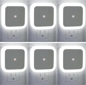 Night Light, 0.5W Daylight White LED Plug-in Night Light with Dusk to Dawn Sensor, Pack of 6 - Designed for Kids Room,Bedroom, Bathroom, Stairs, Kitchen Father's Day Gift
