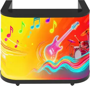 LED Curved DJ Booth, P2.5 GOB Indoor LED Digital Display Screen DJ Booth Table with Wheels, Portable LED Video Display Screen DJ Booth Facade with wheels, 170° Wide Viewing Angle