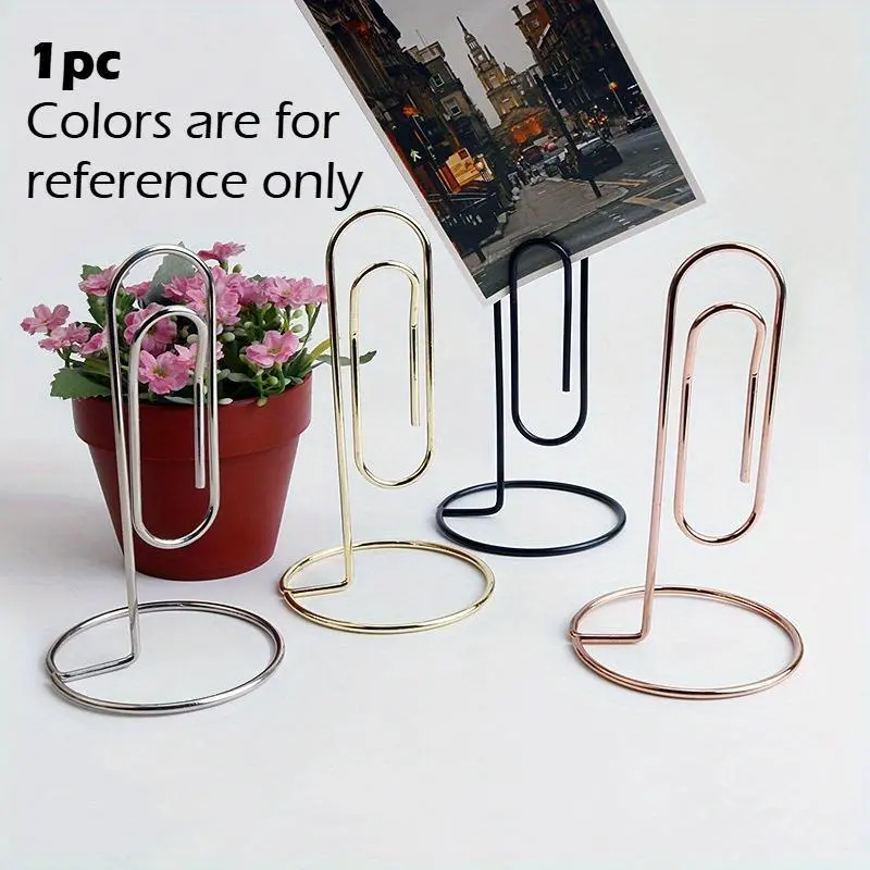 1pc desktop sticker holder - Creative DIY decoration metal business card photo holder, suitable for desktop supplies, desktop storage organization, Photocard Holder