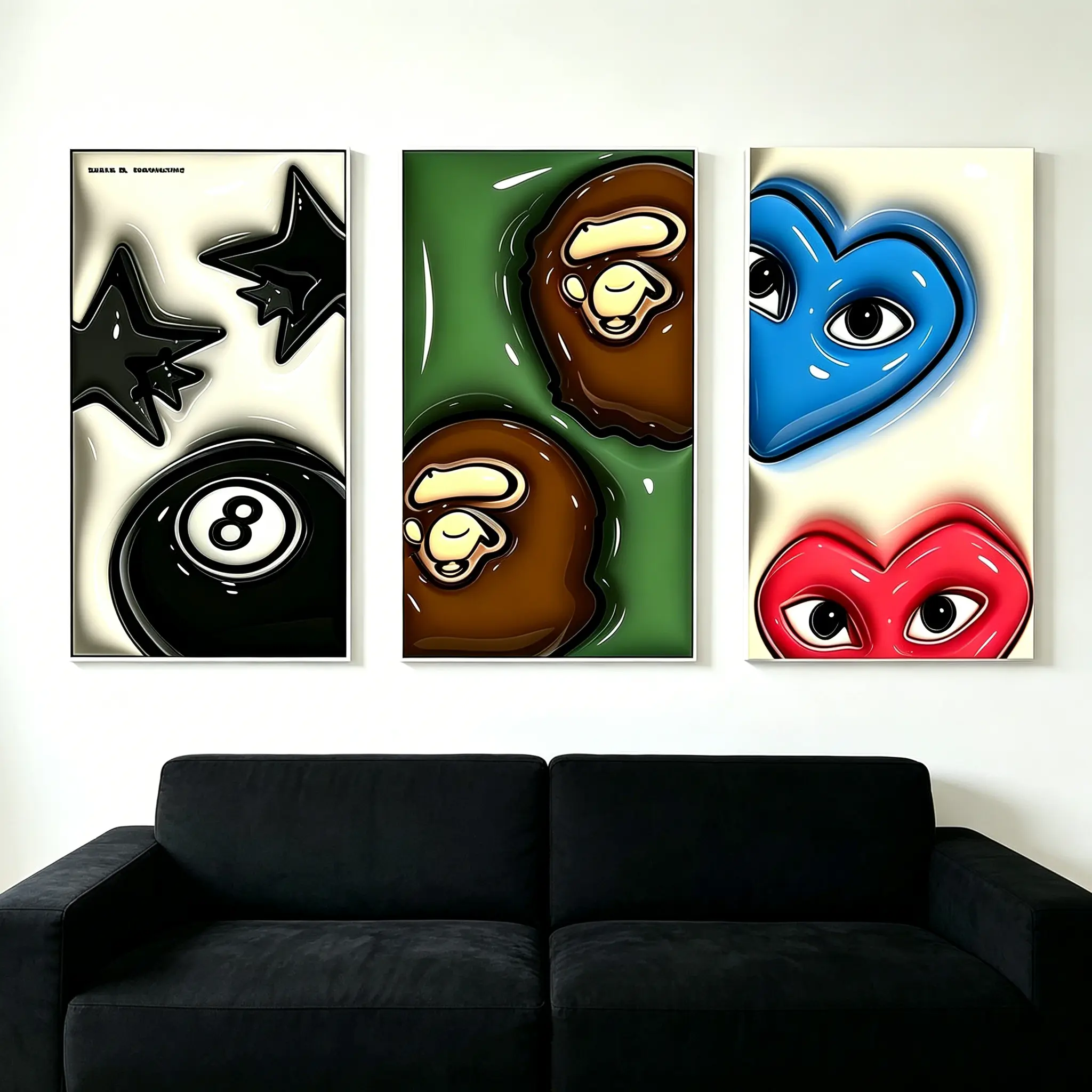 Hypebeast 3-Piece Framed Canvas Wall Art Set, Modern Urban Streetwear Posters, Living Room Decor for Bedroom & Office, Aesthetic Home Supplies