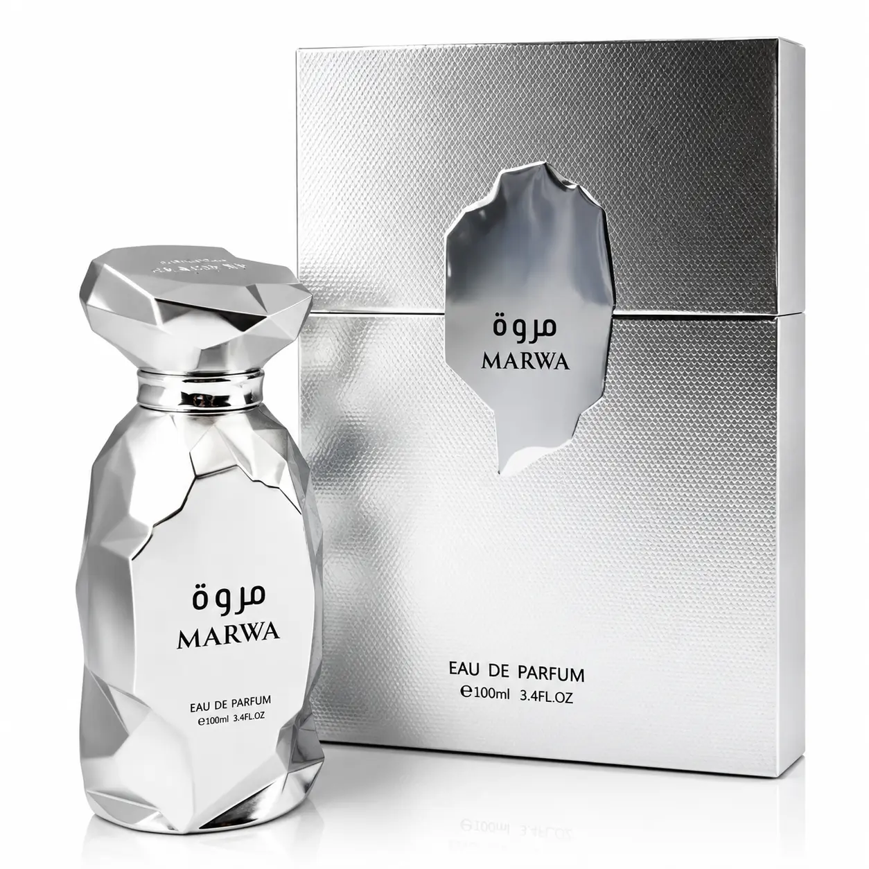 Marwa Perfume 100ml - Long Lasting Sweet Vanilla Fruity Fragrance, Luxury Silver Diamond Bottle EDP for Women, Viral Scent 3.4oz