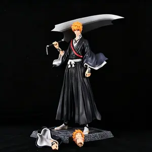 Bleach Ichigo Kurosaki Figure, Anime Figure, Thousand-Year Blood War Edition, Replaceable Head Design, Detailed Zangetsu Sword, Realistic, Collector's Must-Have