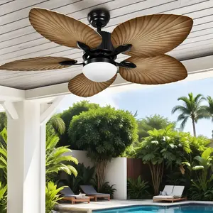 DWVO 52" Tropical Indoor Outdoor Ceiling Fan Reversible w/ LED Light & Remote Control