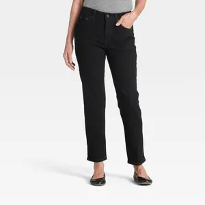 Women's Mid-Rise 80's Slim Straight Ankle Jeans - Universal Thread Black Wash 8