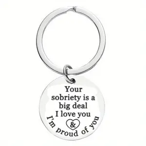2pcs Sobriety Gifts Keychain for Men Women 1 Year Sobriety Gifts One Year Anniversary Sober Gifts for Men Women Funny Key Ring Friendship Charms Bead
