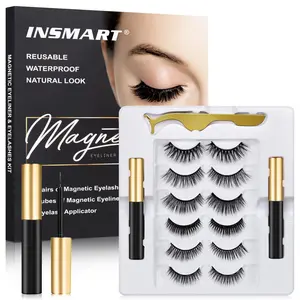 DecorX 6 Pairs Magnetic Lashes, False Lashes with 2 Tubes of Magnetic Eyeliner, Magnetic Eyelashes Kit with Tweezers, Reusable, No Glue.