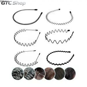 Men's 6-Piece Solid Wavy Zig Zag Headbands, Minimalist Non-Slip Thin Elastic Straps, Lightweight Sports Accessories, Comfortable Headbands for Workout, Outdoor Activities & Daily Use