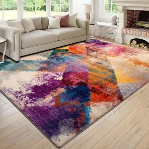 Velvet Soft Comfort Multicolor Ink Blot Print Rug, Decorative Rug, Home Decor Carpet, Living Room Large Mat, Sofa Pad, Door Mat, Coffee Table Mat