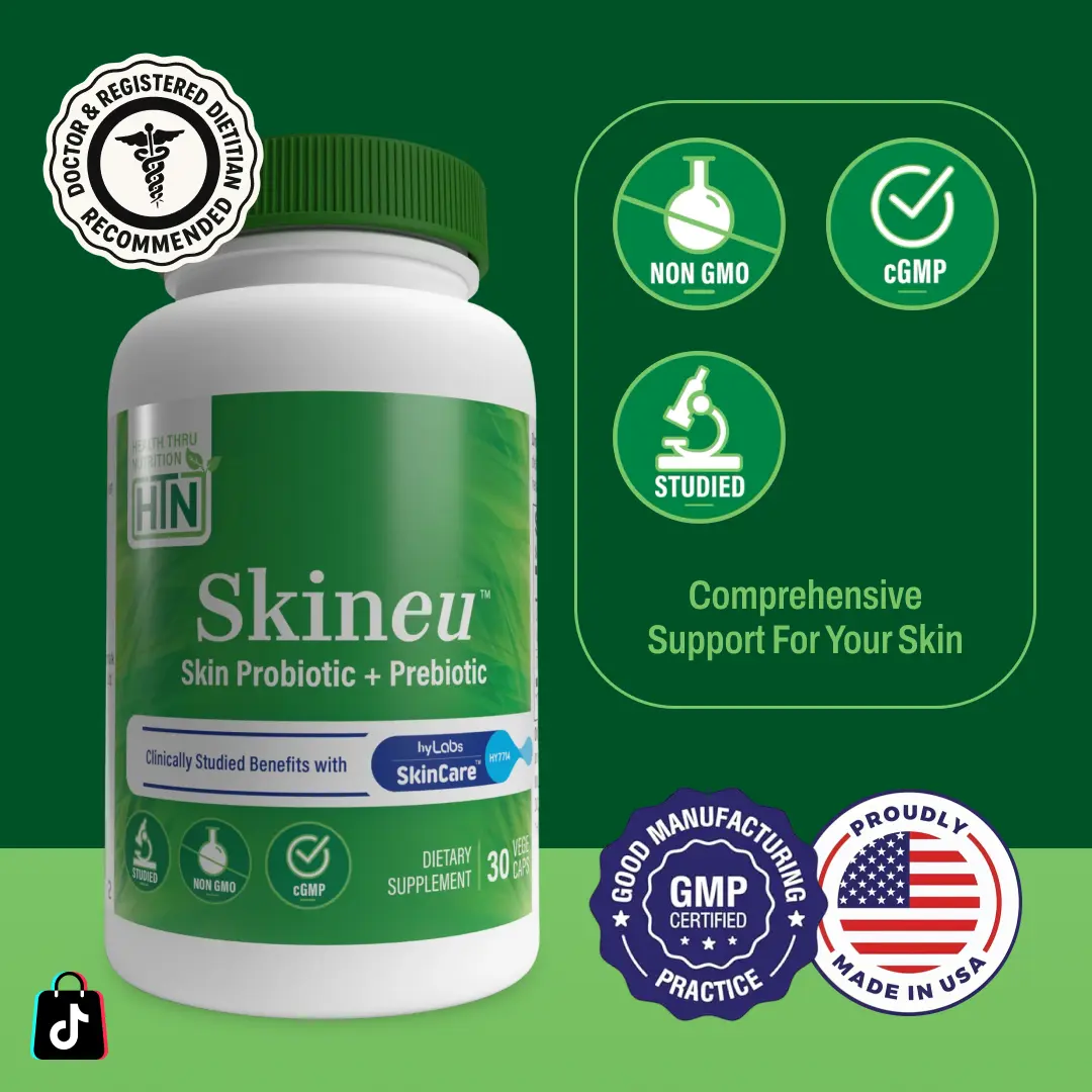 Health Thru Nutrition Skineu™ – Skin Probiotic 30 Vegecaps | Clear Skin & Gut Balance