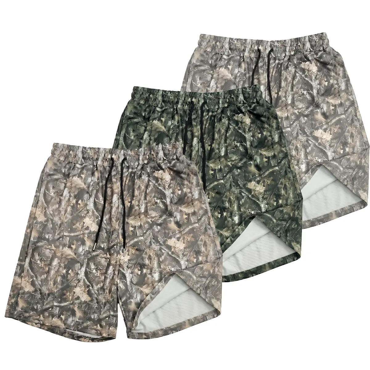 Men’s Camo Athletic Shorts, Lightweight Quick Dry Gym Running Shorts with Deep Phone Pockets, Stretch Drawstring Workout Shorts for Men, Breathable Outdoor Hiking Training Beach Casual Summer Shorts, Camouflage Sportswear Daily Wear