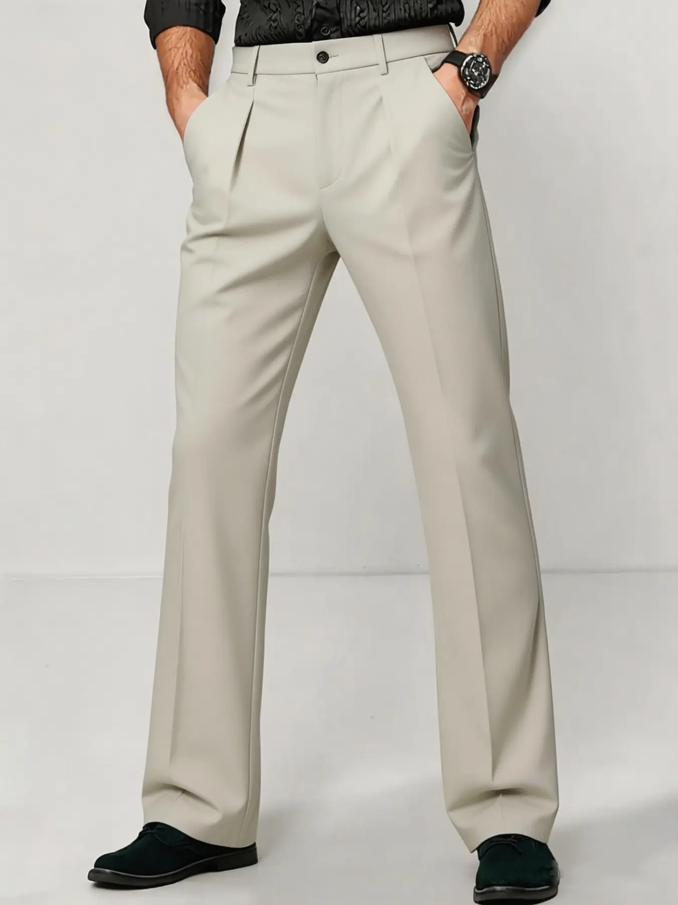 Men's Micro-Flared Business Pants, Flattering Pants, Stretchy Formal Wear for Meetings, Weddings, Office, Light Luxury Dates, Versatile Business, Classy Trouser