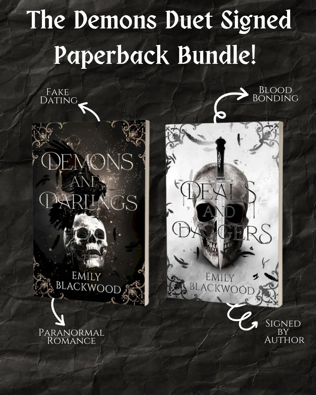 The Demons Duet Signed Bundle (Books 1 & 2) by Emily Blackwood - New Adult Fake-Dating Paranormal Romance Series