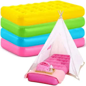 4 Pack Kids Air Mattress - Toddler Inflatable Bed Blow up Air Mattress for Camping Sleepovers Slumber Party Travel, Portable Toddler Bed for Ages 3-10, 61.99x 35.43 x 8.66 Multicolor
