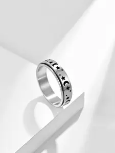2025 New Trendy Star & Moon Decor Anxiety Ring, Elegant Everyday Ring, Rotating Openwork Ring, Fashion Matching Clean Outfit Jewelry Accessories for Women & Men, Teen Girl
