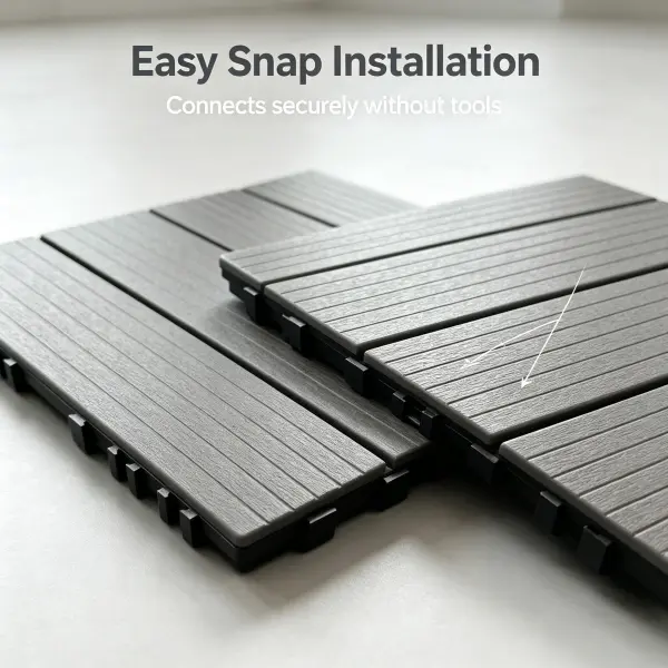 22 PCS Interlocking Deck Tiles, Waterproof Non-Slip Outdoor Patio Floor Tiles, Snap Together Plastic Decking Tiles for Balcony, Backyard, Poolside, Garden