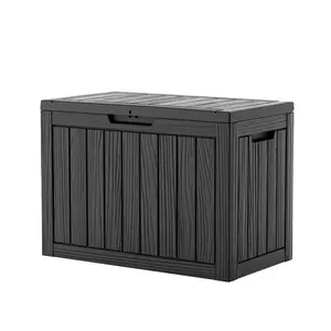 45 Gallon Outdoor Deck Box, Lockable Waterproof Outdoor Storage Boxes For Garden Tools,Indoor Cushions,Accessories Outside Storage Resin Weatherproof Container(Black)