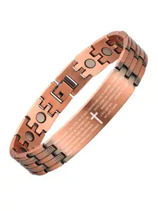 Copper Cross Bracelet for Men - Ultra Strength Magnetic Mens Cross Jewelry Set Magnetic Bracelet with Sizing Tool