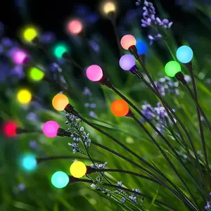 Solar Powered LED Wind-driven Firefly Ground Inserted Lamp, 2 Count IP65 Waterproof LED Outdoor Solar Post Lights, Decorative Light for Garden Patio Yard Lawn, Lighting, LED Lights, Solar Light Outdoor