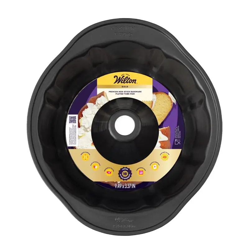 Wilton Nonstick 3 x 9 in. Gold Fluted Tube Baking Tin, Black Cake Tin