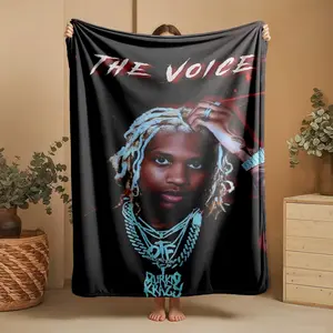 1 piece Durkio Krazy "The Voice" album cover themed flannel blanket, Flannel Cozy Blanket - Super soft flannel blanket, for sofas and beds, all-season use, modern design, digital printing, 100% polyester material, machine washable, suitable for home