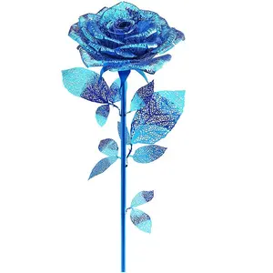 Piececool 3D Metal Puzzles Rose Flower Model Kits, Artificial Fake Flowers Metal Building Blocks DIY 3D Puzzle for Adults, 15Pcs