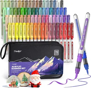 [JusArt] 72 Colors Acrylic Paint Markers Set (Painting Bag), Waterproof Flexible Tip Acrylic Markers, Premium Paint Pens for Various Surfaces, Acrylic Paint Markers, Markers for Coloring, Art Supplies, Acrylic Marker, Coloring Supplies
