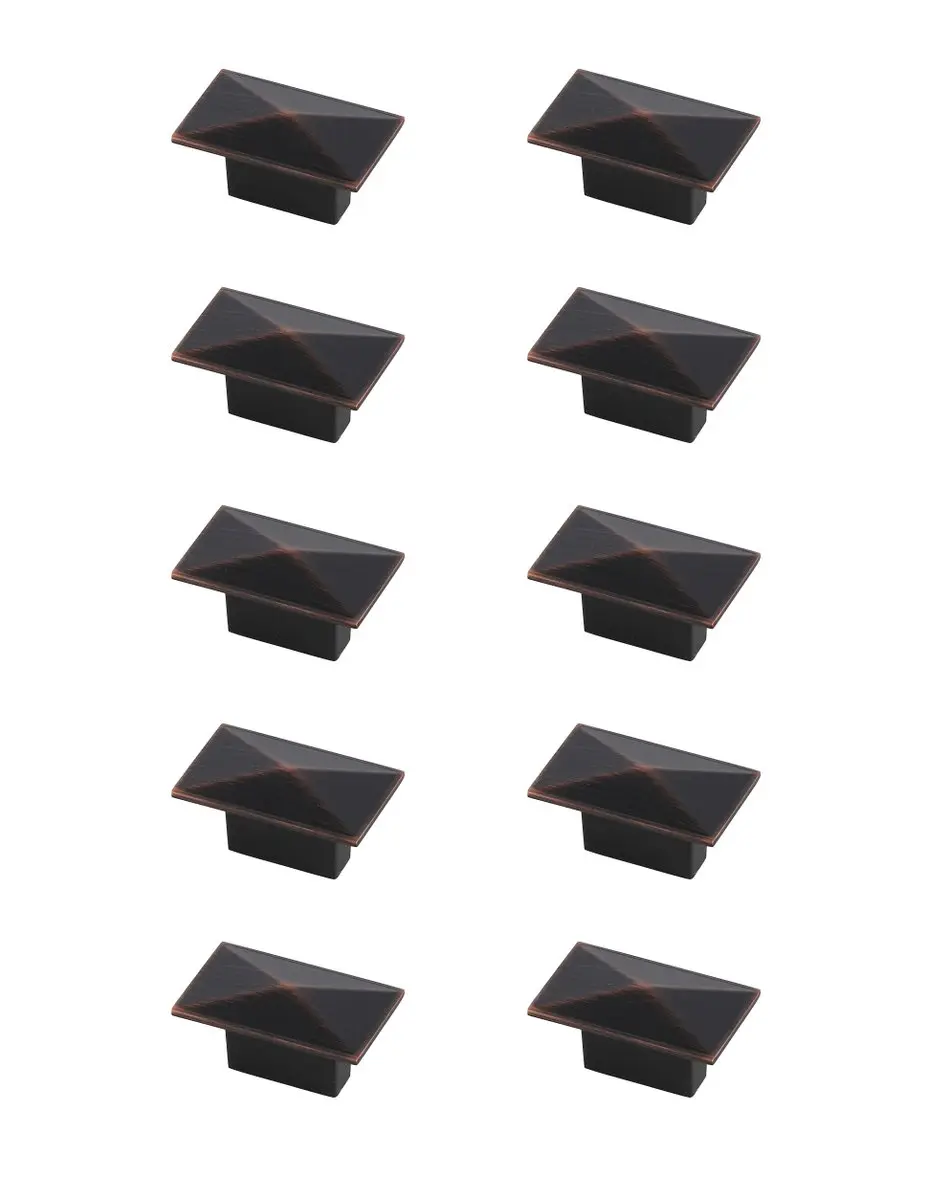212 MAIN Perry 2 in. Oil-Rubbed Bronze Rectangle Knob (KB2026-ORB-10PK), Set of 10, Indoor Rustproof, Rectangle Shape, 2 Screw Sets, Elegant Decor, Oil-Rubbed Finish
