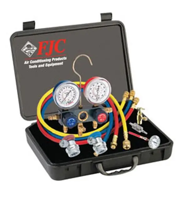 FJC 6785 R134A Aluminum Manifold Gauge Set And Tool Assortment