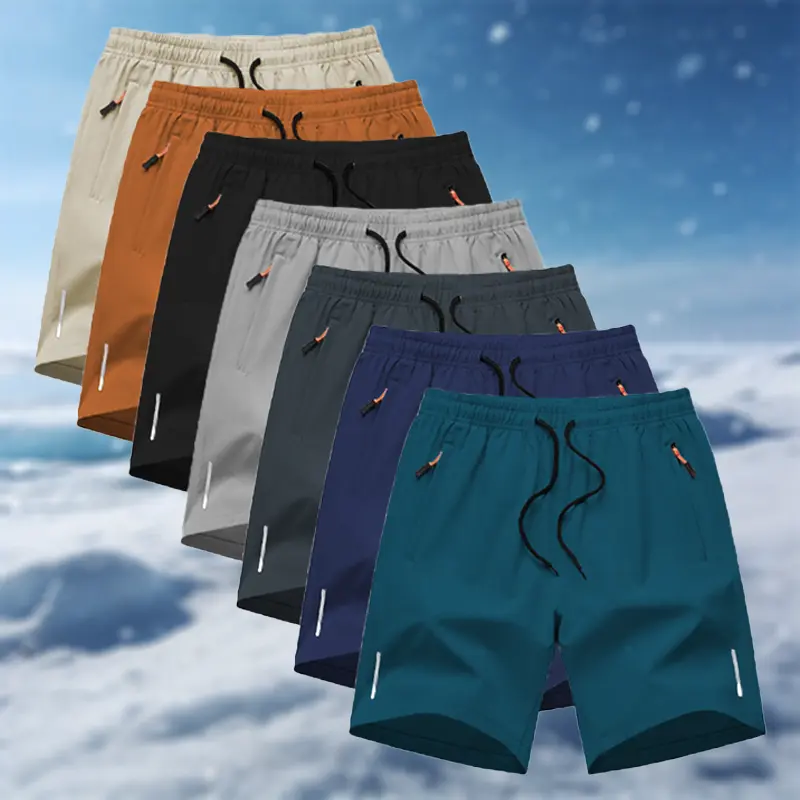 Men's Activewear Athletic Running Shorts - Solid Color, Plain Design, Loose-Fit, Zippered Pockets, Drawstring Waist, Above Knee, Built for Jogging and Casual Play, Comfortable Stylish for Summer Outdoor Wear