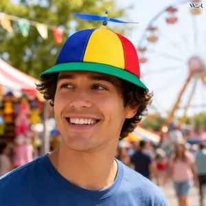 Fun Rotating Propeller Hat - Multi-Color, Sparkling, Lightweight, Comfortable, Versatile Fashion Accessory with Panels for Men & Women, Casual Daily Wear, Festival Gift Idea