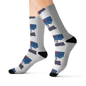 Positive Energy Sublimation Socks — Motivational Crew Socks with Repeating ‘Positive Energy’ Design