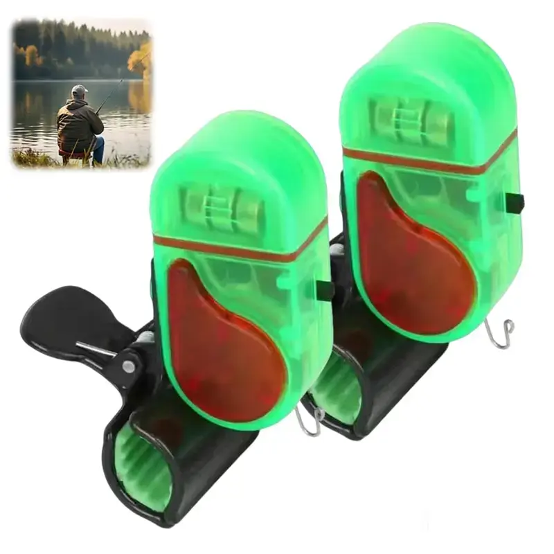 4 PCS Fishing Bite Alarm with LED Light, 2026 New Sensitive Smart Electronic Fishing Bells for Rods, Fish Bite Alarm Sound Alert Bell, Clip-On Electronic Fishing Alarms Bite Alarms for Fishing whistle