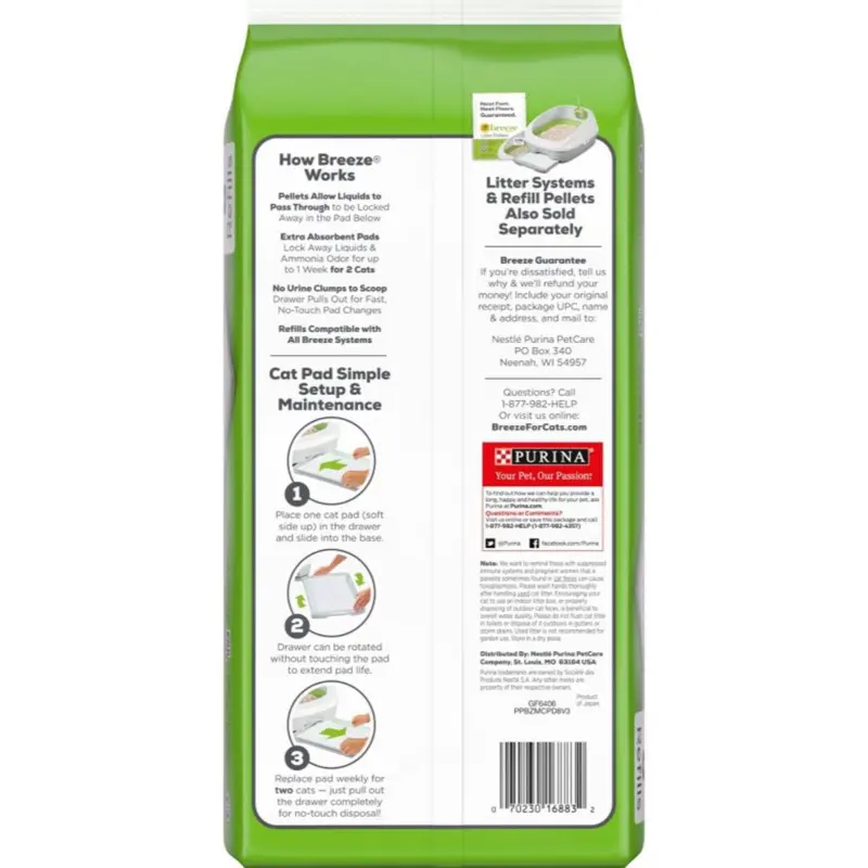 Purina Tidy Cats Breeze Multi-Cat Strength Pads, Effective for Home Freshness and Litter Box Cleanliness
