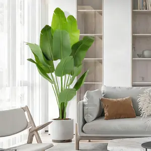 7ft Artificial Bird of Paradise Plant | Touch-Realistic 13 Leaves | Black Pot for Indoor Décor | Multi-Purpose Decorative Faux Plant for Home & Office Decorative（ (4FT, 5FT, 6FT, 7FT )