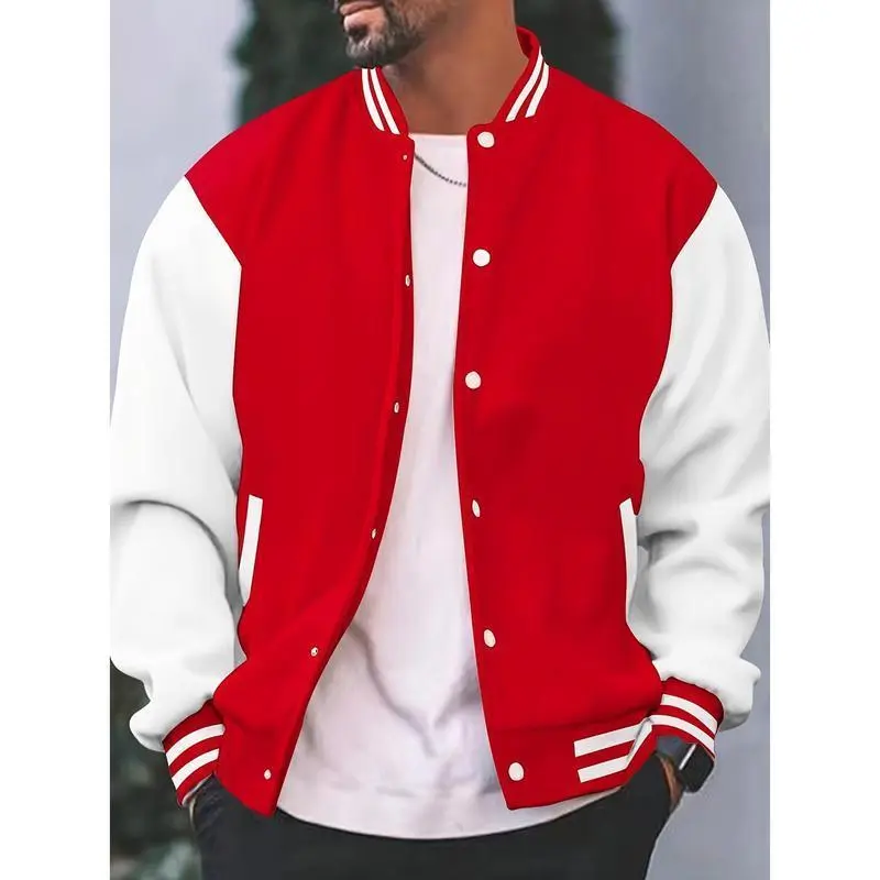 Classic Varsity Jacket, Men's Casual Baseball Jacket Coat Regular Fit College Hipster Windbreaker For Spring Autumn Can be used with raincoat