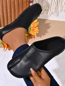 New Women's Shoes, Split-Toe Mule Slip-Ons, Soft Leather Flat Casual Sneakers, Two Colors Available, Perfect for Everyday Wear, Walking Shoes