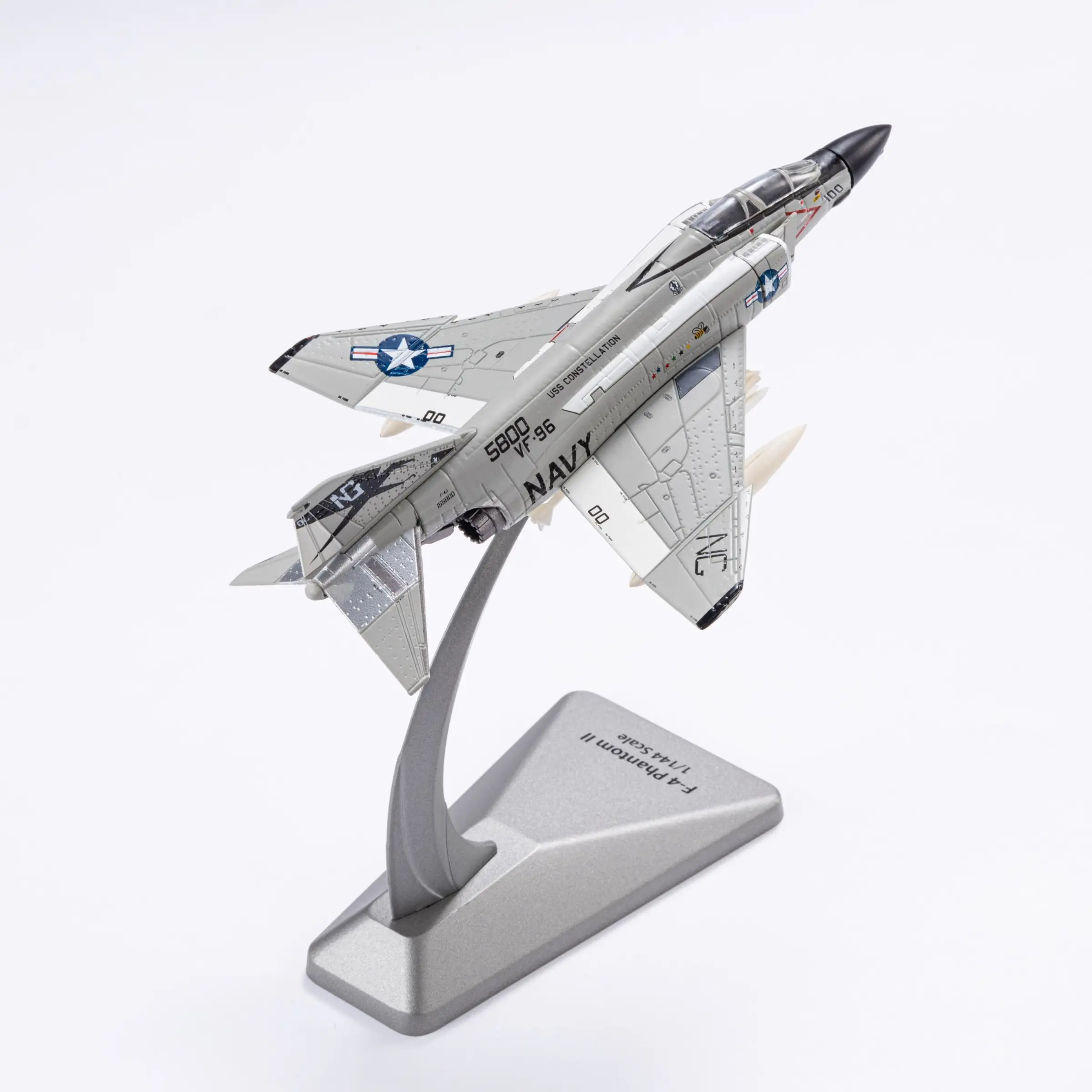 1 Piece F4 Metal Scale Model, 1/144 Microscale Airplane Model, Model Aircraft, Home Decor Collectible, Display Stand, Creative Gift for Ages 14+, Father's Day