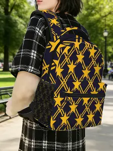 1pc Starry Lattice Night Pattern Backpack - Easy-Care & Adjustable, Camping Leisure Backpack, Multi-Pocket, Suitable for Commuting, Party, Shopping, Hiking, Business Trips, Fitness, Unisex