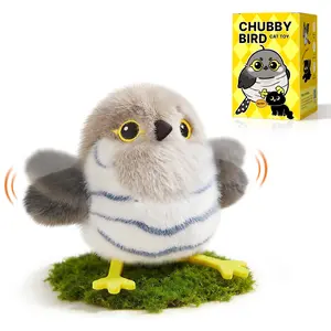 Potaroma Lifelike Flapping Bird Cat Toy, Rechargeable Touch Activated Chirping Interactive Kitten Toy for All Breeds 5.1" - Little Chubby Bird/Cuckoo