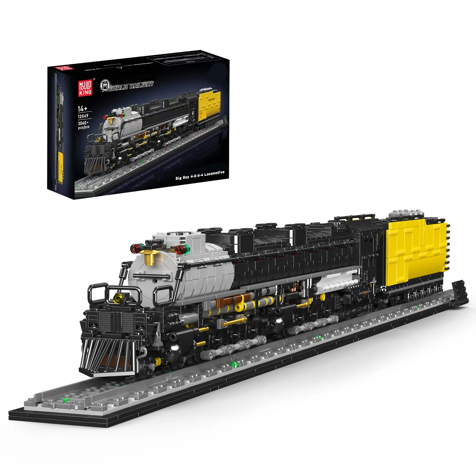 Mould King 12049 Static Steam Locomotive Train Model Building Kit, Assembly Blocks Set, Buildable Bricks Train Models (No Motor)