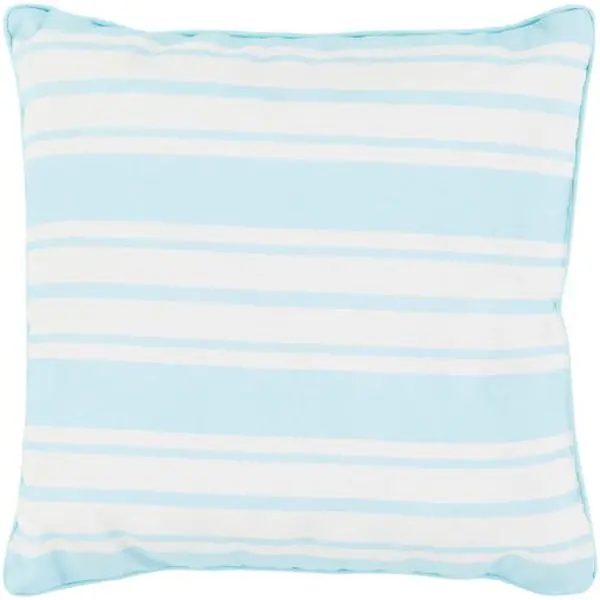 Nautical Stripe Outdoor Pillow, Ivory, Aqua