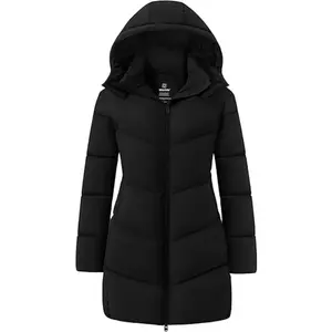 Wantdo Women's Plus Size Hooded Warm Winter Long Puffer Coat Parka