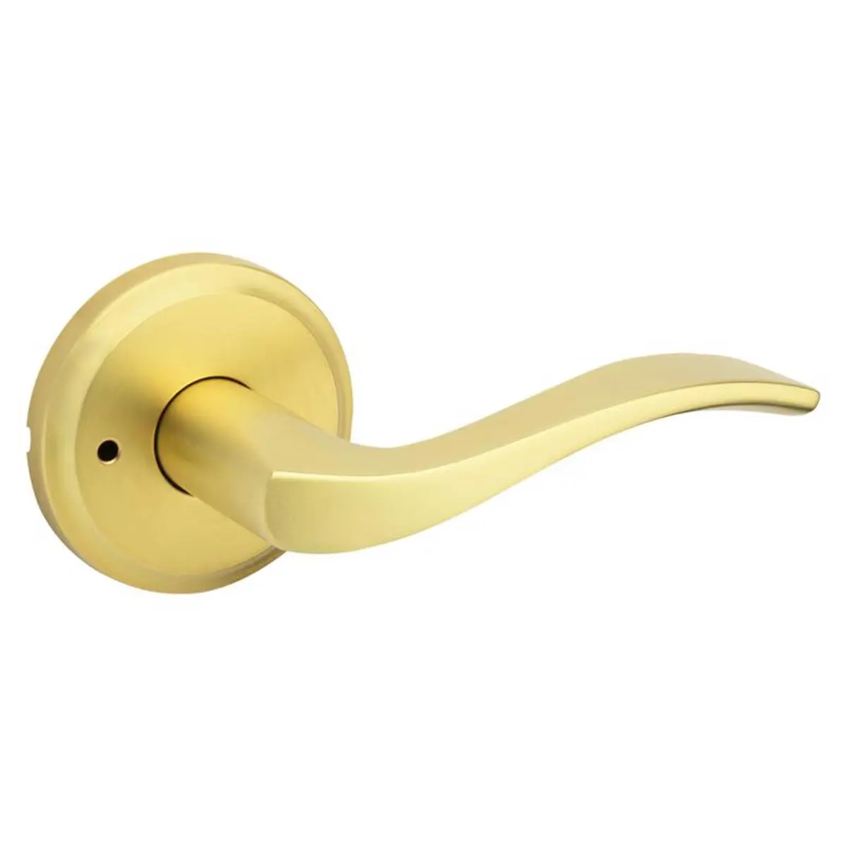 Kwikset 5057286 Curved Handle Door Lever, 2.68x4.21x2.5 in., Right or Left Handed, Sedona Transitional Satin Brass Privacy Door Hardware, Curved Handle Door Levers