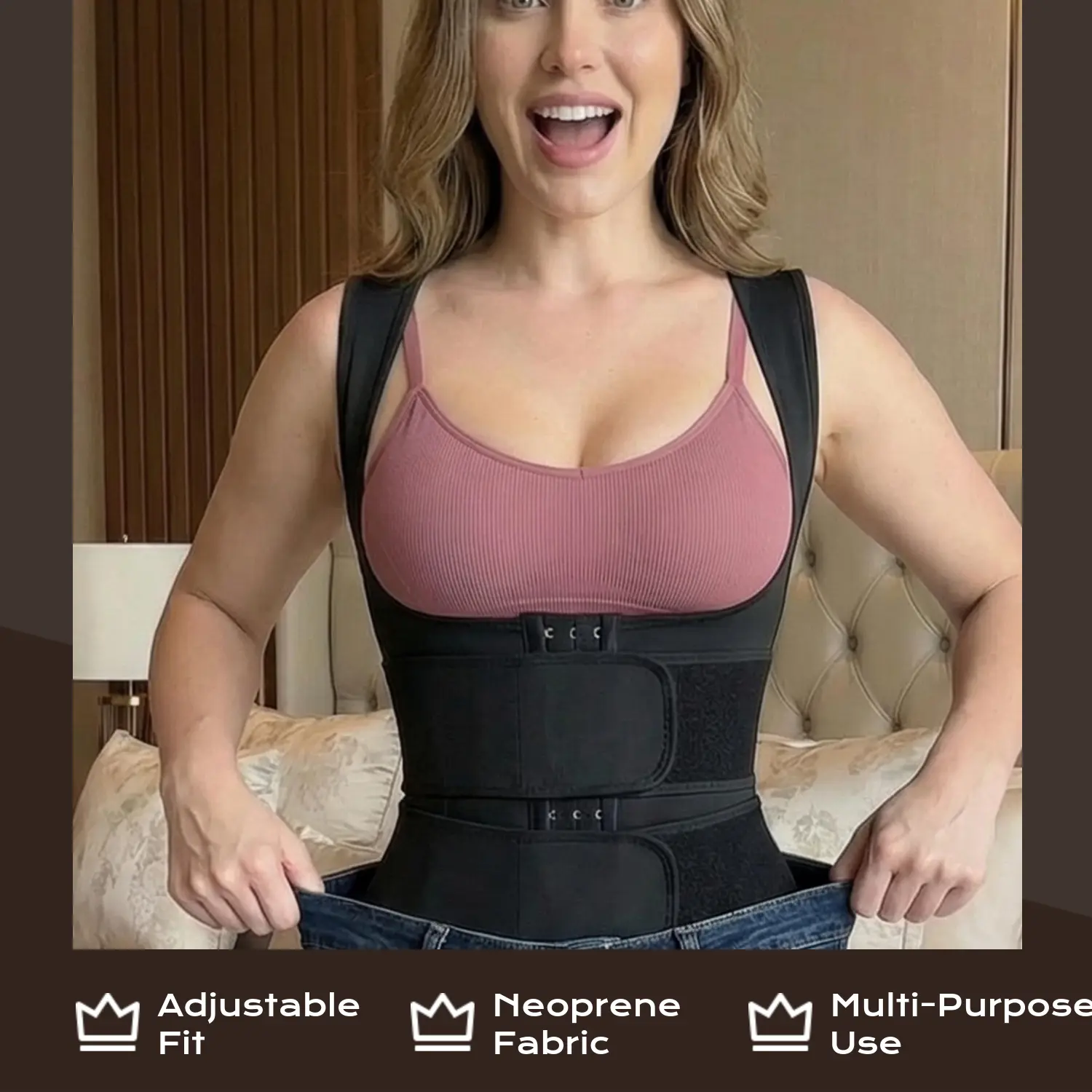 Women's Adjustable Neoprene Sleeveless Sports Vest - Activewear Tank Top for Gym, Yoga, Daily Wear & Layering Workout Vests Gym Clothes Workout Gymwear Tanks Athleisure Tank