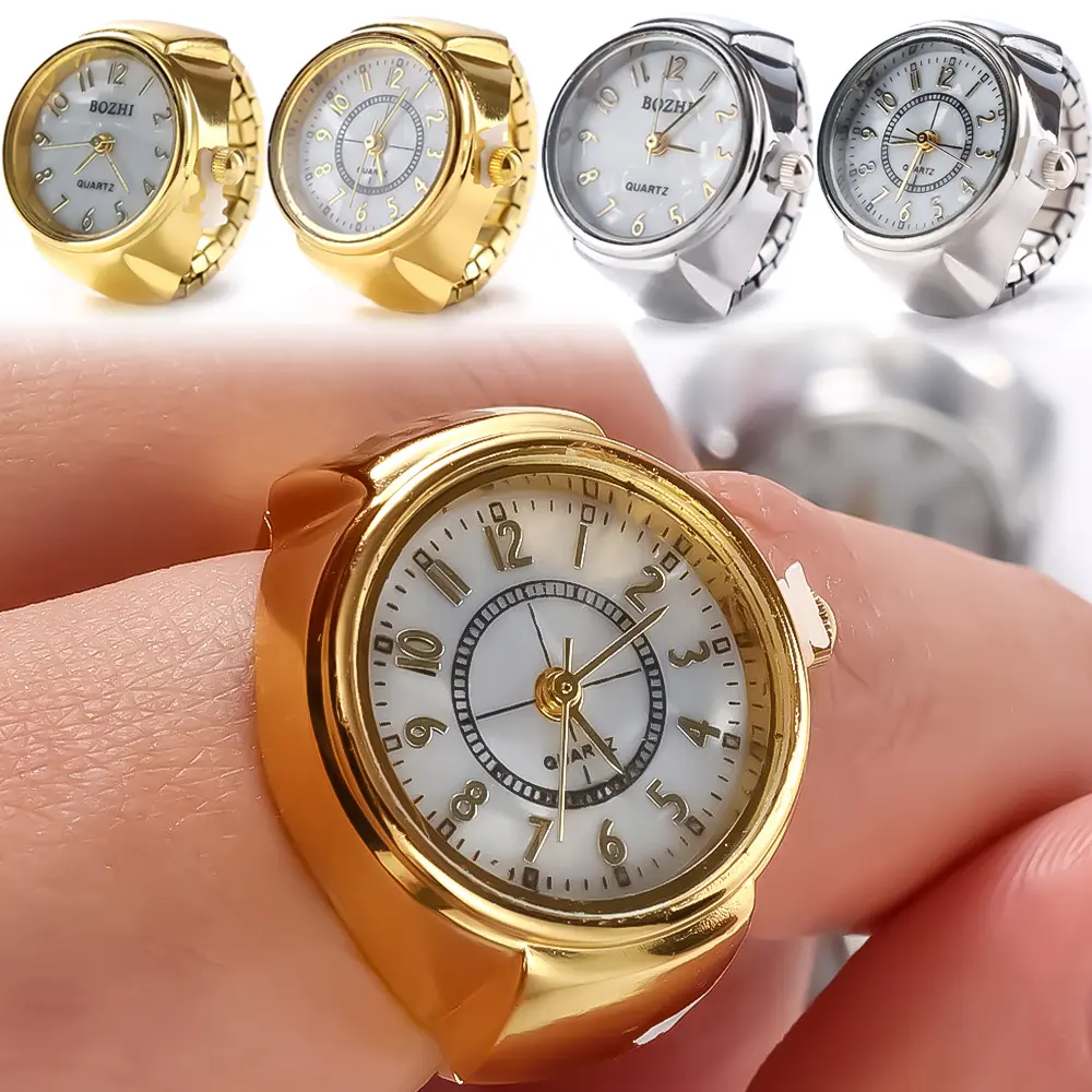 Vintage Punk Quartz Finger Watch Ring for Women Men Gothic Watches Rings Digital Watch Elastic Stretchy Rings Jewelry Clock Gift
