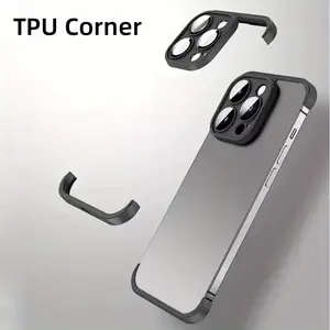 Corner Protector Suitable for iPhone 17/17 Pro/17 Pro Max/Air/16/15/14/13/12/15 Pro Max Plus/14 Pro/13 Pro, Frameless Border with Glass Lens Protective Case, Phone Case, Mobile Cover, Phone Accessory - Piece