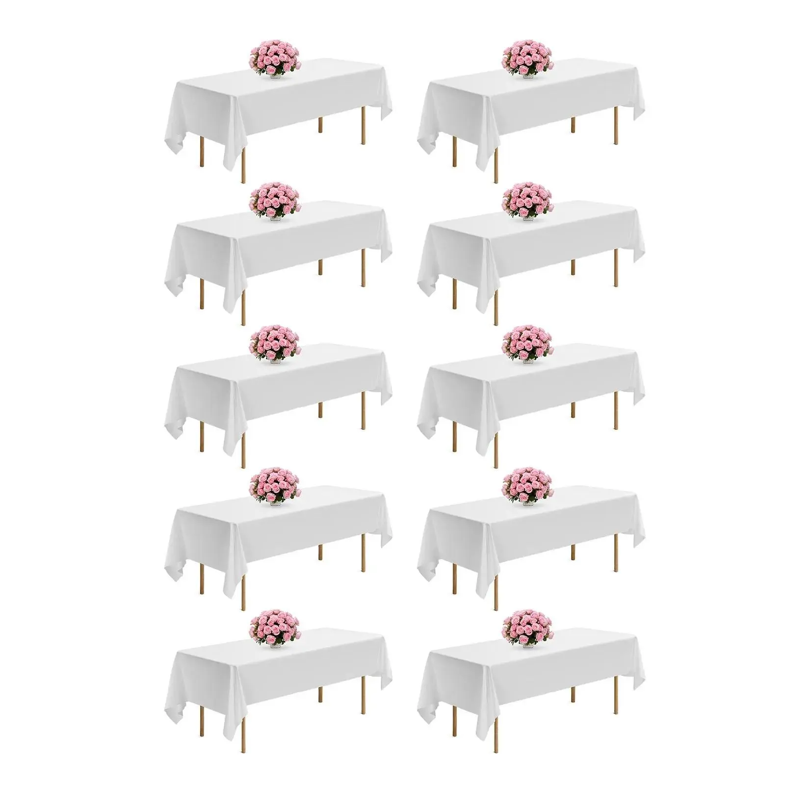 【Summerfinds】VEVOR White Tablecloths for Rectangle Tables, 10 Pack, 60 x 102 Inches, Reusable and Machine Washable Table Clothes, Wrinkle-Resistant Polyester Fabric Table Covers for Wedding, Party, Banquet